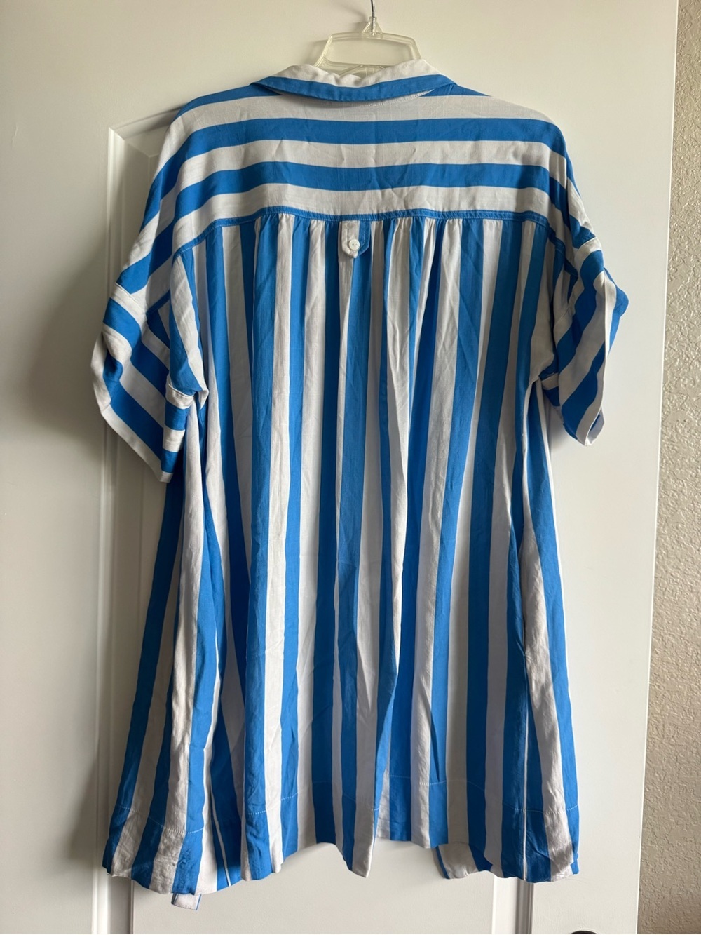 THML Blue and White Striped Button-Down Shirt Dress - Picture 5 of 6